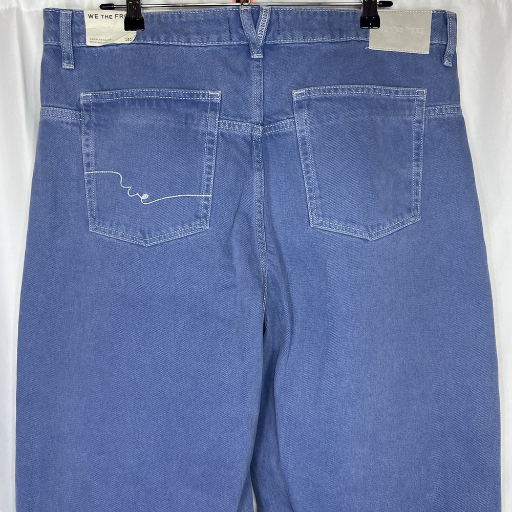 Free People We The Free Deep Trance Barrel Boyfriend Jean 33 Blue Baggy Casual - Picture 7 of 13
